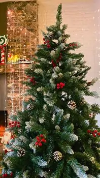 Christmas Tree 180 CM With Snow-Covered Branches, Pine Cones And Berries - ნაძვის ხე დათოვლილი ბოლოებით, გირჩით და კენკრით, 2 image