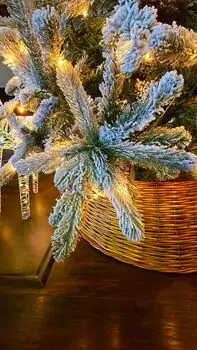 Christmas Tree With Lights 210 CM PE + PVC Snow-Covered - ნაძვის ხე, დათოვლილი, შერეული სილიკონის წიწვებით და განათებით, 14 image