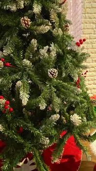 Christmas Tree  210 CM With Snow-Covered Branches, Pine Cones And Berries - ნაძვის ხე დათოვლილი ბოლოებით, გირჩით და კენკრით, 5 image
