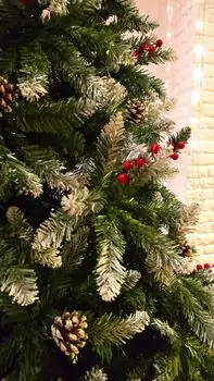 Christmas Tree  210 CM With Snow-Covered Branches, Pine Cones And Berries - ნაძვის ხე დათოვლილი ბოლოებით, გირჩით და კენკრით, 4 image