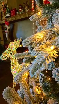 Christmas Tree With Lights 210 CM PE + PVC Snow-Covered - ნაძვის ხე, დათოვლილი, შერეული სილიკონის წიწვებით და განათებით, 5 image