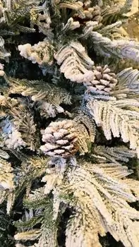 Christmas Tree 180 CM With Pine Cones And Snow-Covered დათოვლილი ნაძვის ხე შერეული სილიკონის ტოტებით და გირჩით, 9 image