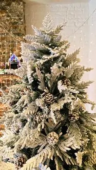 Christmas Tree 210 CM Snow-Covered დათოვლილი ნაძვის ხე შერეული სილიკონის ტოტებით, 3 image