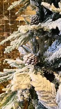 Christmas Tree 180 CM With Pine Cones And Snow-Covered დათოვლილი ნაძვის ხე შერეული სილიკონის ტოტებით და გირჩით, 7 image