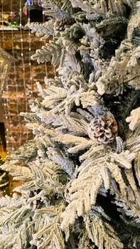 Christmas Tree 210 CM Snow-Covered დათოვლილი ნაძვის ხე შერეული სილიკონის ტოტებით, 7 image