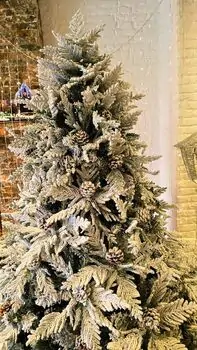 Christmas Tree 210 CM Snow-Covered დათოვლილი ნაძვის ხე შერეული სილიკონის ტოტებით, 6 image