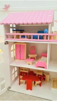 Wooden Doll House For Kids - თოჯინის სახლი ავეჯით, 3 image