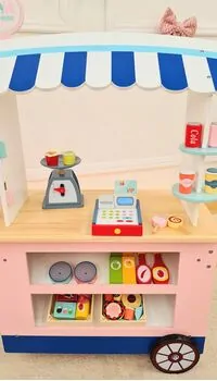 Supermarket With Set Of Products - ხის სათამაშო დახლი-მაღაზია, 2 image