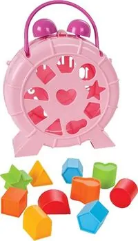 Pilsan Shape Sorter Clock and Block Pink 03 340 სათმაშ საათი კუბიკებით