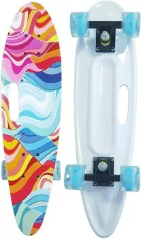 Penny Board Colorful Waves With LED Wheels პენიბორდი