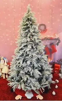 Snow-Covered Christmas Tree With Pine Cones 240 CM ნაძვის ხე დათოვლილი, შერეული სილიკონის ტოტებით და გირჩით