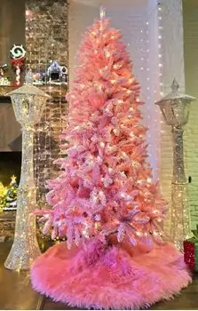 Pink Christmas Tree  210 CM With Lights - ვარდისფერი ნაძვის ხე განათებით
