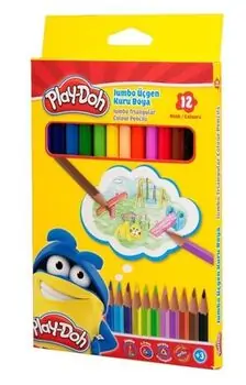 Play-Doh Dry Color Jumbo Triangle 12 Colors KU008 ფერადი ფანქრების ნაკრები