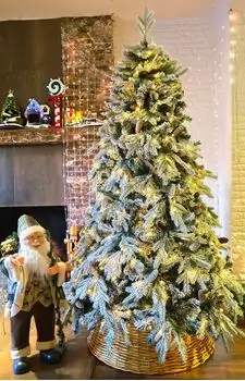 Christmas Tree 210 CM With Pine Cones And Lights, PE + PVC Snow-Covered ნაძვის ხე სილიკონის შერეული ტოტებით, გირჩით და განათებით, 6 image