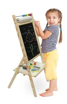 Natural wood magnetic board with counter - OPN საბავშვო ხის ორმხრივი სახატავი დაფა, 4 image