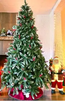 Christmas Tree 240 CM With Snow-Covered Branches, Pine Cones And Berries - ნაძვის ხე დათოვლილი ბოლოებით, გირჩით და კენკრით, 2 image