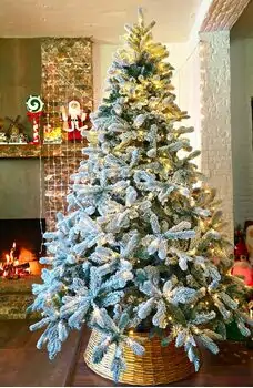 Christmas Tree With Lights 240 CM PE + PVC Snow-Covered - ნაძვის ხე, დათოვლილი, შერეული სილიკონის წიწვებით და განათებით