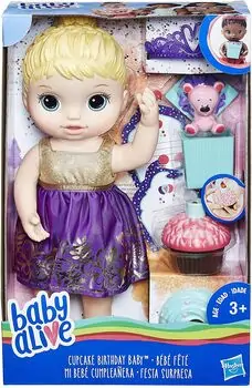 Hasbro Baby Alive Cupcake Birthday სათამაშო თოჯინა აქსესუარებით E0596ES00, 3 image
