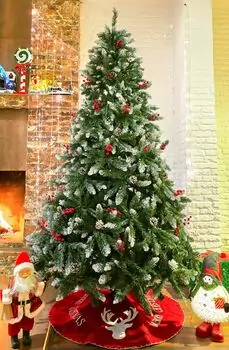 Christmas Tree  210 CM With Snow-Covered Branches, Pine Cones And Berries - ნაძვის ხე დათოვლილი ბოლოებით, გირჩით და კენკრით