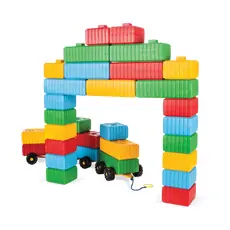 BRICK BLOCKS AND CAR SET Pilsan- ის ასაწყობი კუბიკები  03 251