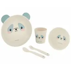 KikkaBoo-ს საბავშვო ჭურჭლის ნაკრები Tableware bamboo set Panda Blue