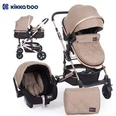 KikkaBoo Amaia Beige საბავშვო ეტლის 3x1 კომპლექტი