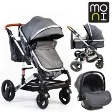 Cangaroo Gala 3in1 Black Leather საბავშვო ტრანსფორმერი ეტლის კომპლექტი