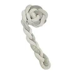 KikkaBoo-ს საბავშვო საწოლის ბამპერი/ნაწნავი Braided bumper 180 cm 3 braids (12cm) Grey