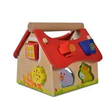 Wooden educational house with animals Moni Toys-ის ხის განსავითარებელი სათამაშო სახლი 2044 Wooden