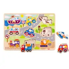 Tooky Toy TY860 Vehicle puzzle ხის სათამაშო ფაზლი