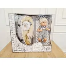 LOVELY Newborn doll with cradle, quilt and pillow საბავშვო სათამაშო თოჯინა
