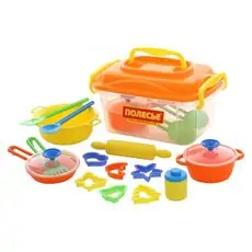 Cookware set container 20pcs  Polesie-ს სათამაშო ჭურჭლის ნაკრები 56634