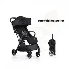 Cangaroo Baby Stroller Easy Fold Black პრემიუმ კლასის მსუბუქი სასეირნო ეტლი უნიკალური დაკეცვის მექანიზმით