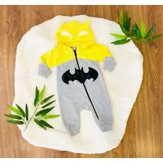 MURATBABY Batman Romper Yellow 5834 ჩვილის რომპერი კაპიუშონით