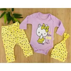 Hello Kitty "How Cute is She?" 3in1 Set, Purple ახალშობილის ტანსაცმლის ნაკრები POLİFONİ 1030
