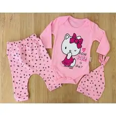 Hello Kitty "How Cute is She?" 3in1 Set, Pink ახალშობილის ტანსაცმლის ნაკრები POLİFONİ 1030