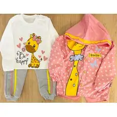 Be Happy 3in1 SET ჩვილის ტანსაცმლის ნაკრები BRAVA 50198 Pink