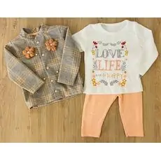 Love Life and Be Happy Vintage Set 3in1 ჩვილის ტანსაცმლის ნაკრები Kidex's 90003
