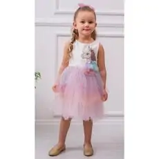 Premium Class Dress Little Unicorn საბავშვო კაბა 9039 ERAY KIDS WHITE