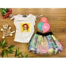 Pop Art Girl 2in1 set white საბავშვო ტანსაცმლის ნაკრები 517 SUGAR