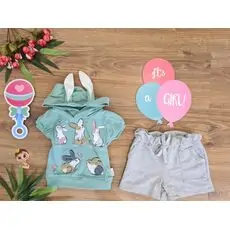 Lovely Bunnies 2in1 Set საბავშვო ტანსაცმლის ნაკრები 40224 Donino Green