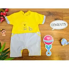 Skateboarder Bear Romper საბავშვო რომპერი 1051 Bebedex Yellow