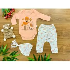Hello Flamingo Peach Set ახალშობილის ტანსაცმლის ნაკრები POLİFONİ 1280