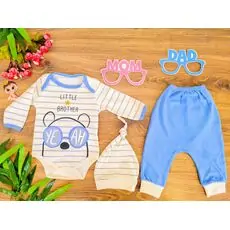 Little Brother 3in1 Set ახალშობილის ტანსაცმლის ნაკრები LEYLEK Blue 4325