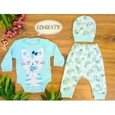 Lovely Kitten 3in1 Set ახალშობილის ტანსაცმლის ნაკრები LEYLEK 4336 Blue
