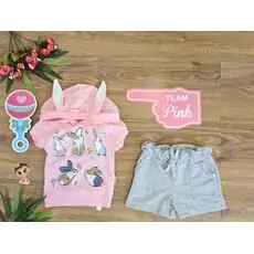 Lovely Bunnies 2in1 Set საბავშვო ტანსაცმლის ნაკრები 40224 Donino Light Pink