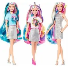 BARBIE Fantasy Hair Doll With Mermaid & Unicorn Looks სათამაშო თოჯინა 3 სხვადასხვა ლუქით