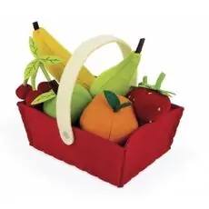 FRUITS AND VEGETABLES RED BASKET JANOD-ის სათამაშო ხილის ნაკრები J06577