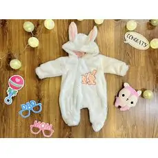 Cute Bunny Romper MURATBABY 7216 White ახალშობილის რომპერი
