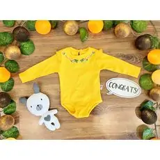 Embroidered Flowers Muratbaby 7073 Yellow ჩვილის ბოდე